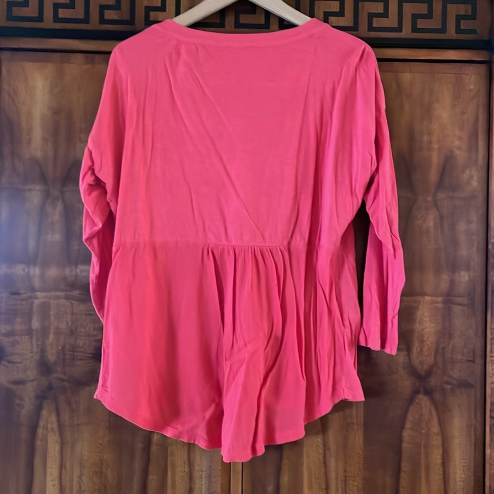 New Directions Women XL Coral Long Sleeve V-Neck Top Cotton Rayon Casual Knit - Picture 6 of 7